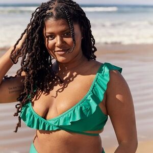 Aerie Ruffle Wrap Bikini Top Size S